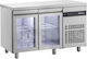 Inomak Edelstahl Kühltisch 270Es mit 2 Glas Türen und Kühlaggregat 0/+10°C L134.5xB70xH87cm PNN99/GL