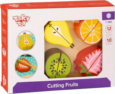 Tooky Toys Fruits & Vegetables Toy Φρούτα & Δίσκος Κοπής made of Wood for 1+ Years Old