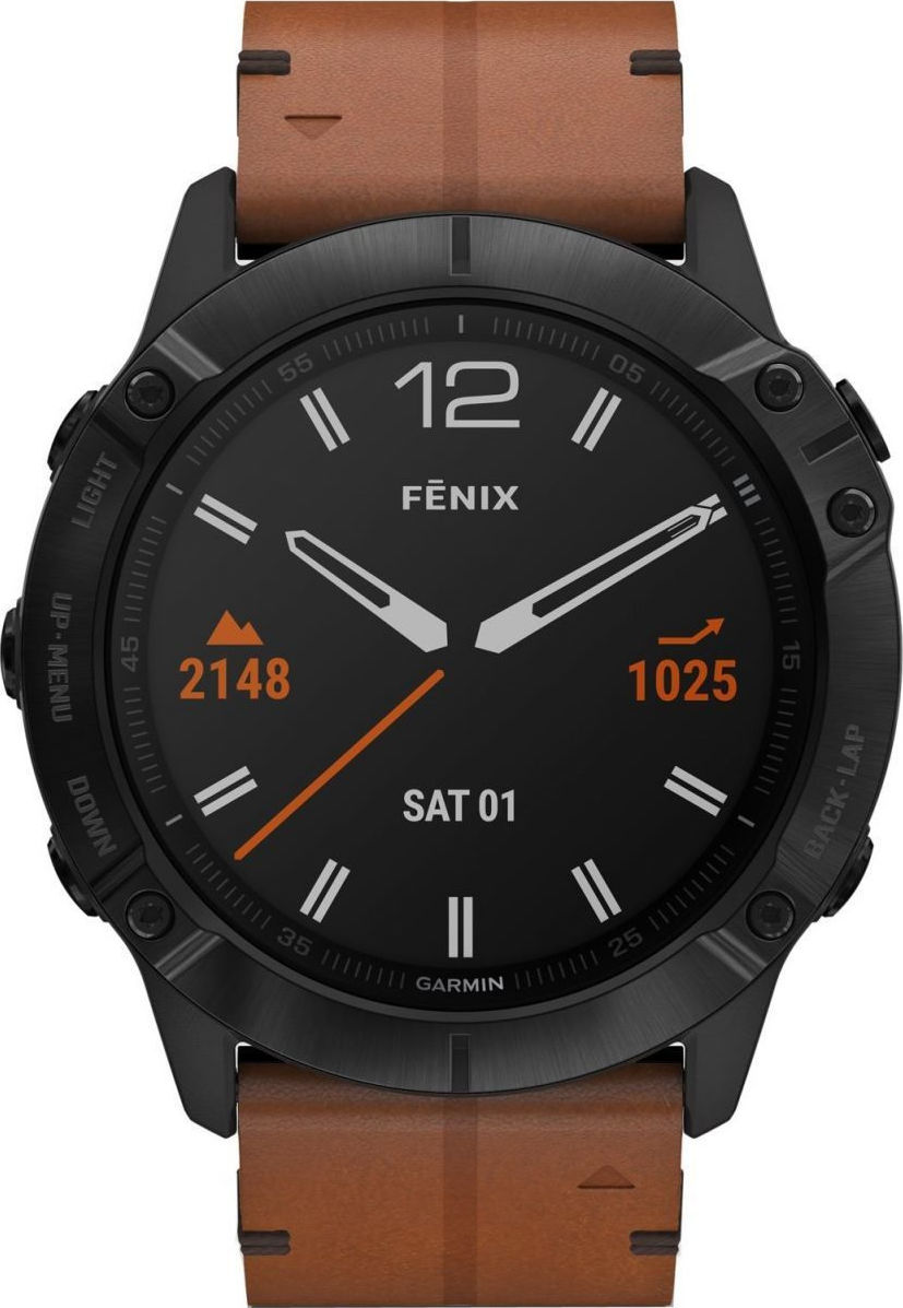 Garmin Fenix 6X Sapphire (Black DLC With Chestnut Leather Band