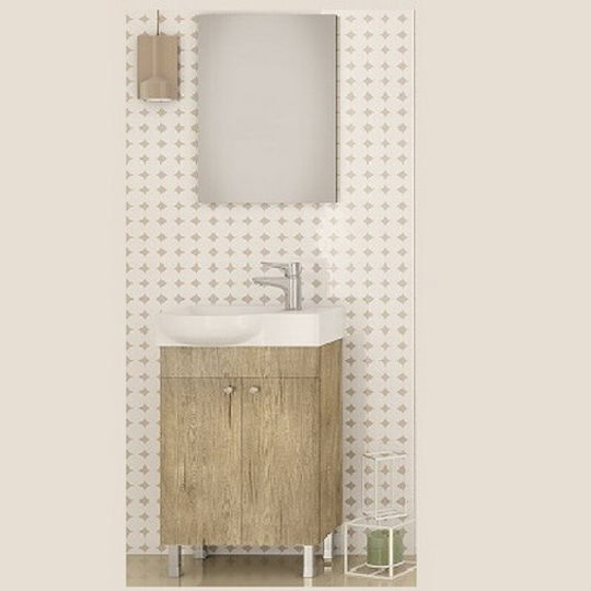 Drop Litos 45 Countertop with Sink & Mirror Glossy Lacquer L45xW24.5xH60cm PL Wood