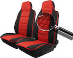 Leatherette Seat Covers Set 2pcs Red / Black