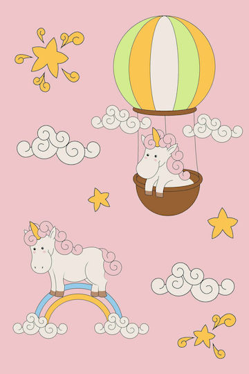 Pic Kinder Teppich Einhorn Rosa 160x230cm