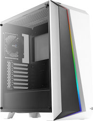 Aerocool Cylon Pro Tempered Glass Gaming Midi Tower Computer Case with Window Panel and RGB Lighting White