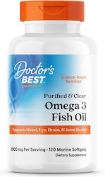 Doctor's Best Purified & Clear Omega 3 Fish Oil Ιχθυέλαιο 1000mg 120 κάψουλες