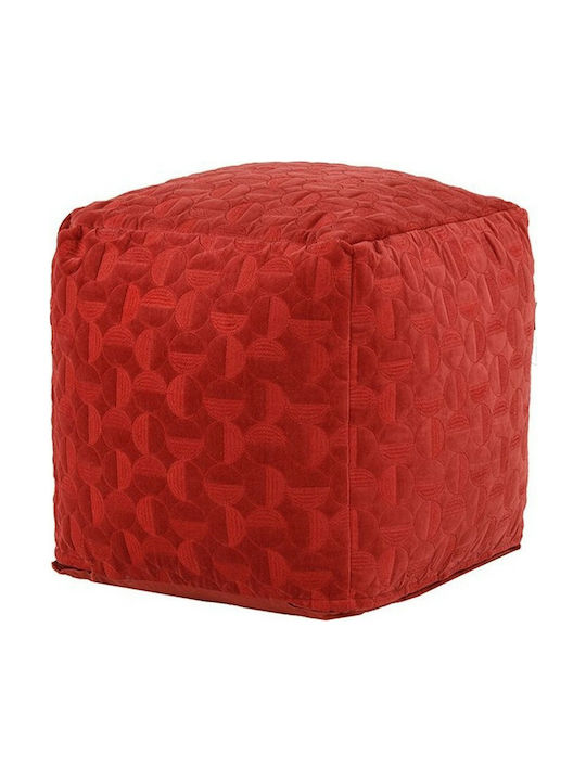 Stool For Living Room Upholstered with Velvet Red 45x45x45cm