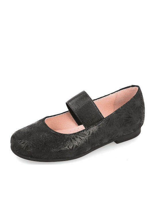 Kids Anatomic Leather Ballerinas with Elastic Strap Black