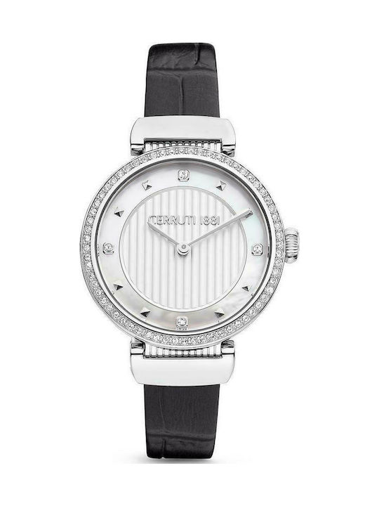 Cerruti Maira Watch with Black Leather Strap