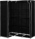 vidaXL Fabric Wardrobe Corner with Zipper and Shelves in Black Color 130x87x169cm