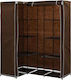 vidaXL Fabric Wardrobe Corner with Zipper and Shelves in Brown Color 130x87x169cm