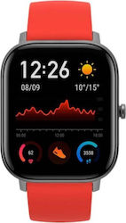 Amazfit GTS Aluminium 43mm Αδιάβροχο Smartwatch με Παλμογράφο (Red)