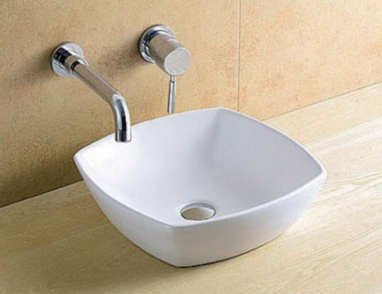 KLP Elle Deasupra Blatului Chiuvetă Porțelan 42x42x13.5cm Alb