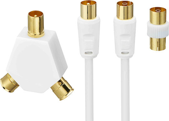 LOGIK Cablu Antenă Coaxial de sex masculin - Coaxial de sex feminin Alb 10m (L10AERK15)