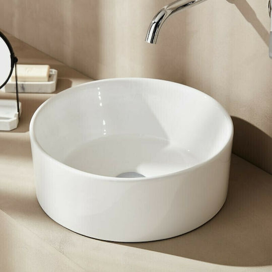 Tema Επικαθήμενος Νιπτήρας Πορσελάνης 40.5x40.5x15cm Λευκός Tema Επικαθήμενος Νιπτήρας Πορσελάνης 40.5x40.5x15cm Λευκός
