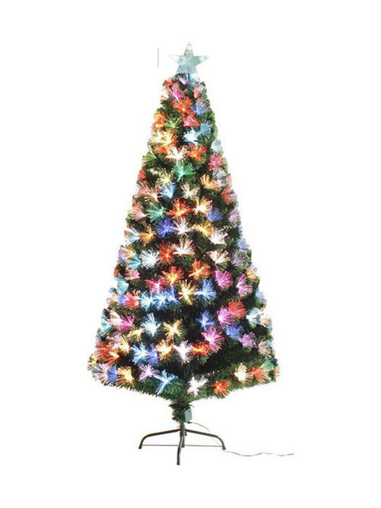Χριστουγεννιάτικο Δέντρο Extra Plus Οπτικής Ίνας Πράσινο 120εκ με Μεταλλική Βάση και Φωτισμό Οπτικών Ινών