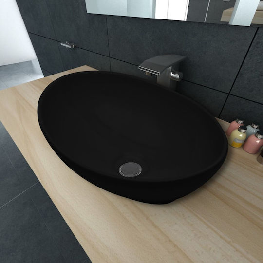 vidaXL Επικαθήμενος Νιπτήρας Κεραμικός 40x33x13.5cm Μαύρος vidaXL Επικαθήμενος Νιπτήρας Κεραμικός 40x33x13.5cm Μαύρος