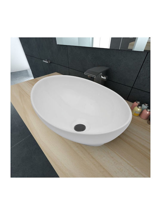 vidaXL Επικαθήμενος Νιπτήρας Κεραμικός 40x33x13.5cm Λευκός