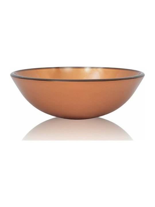 vidaXL Vessel Sink Glass 42x42x14cm Brown