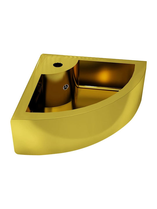 vidaXL Wall Mounted Wall-mounted / Vessel Sink Ceramic 45x32x12.5cm Gold