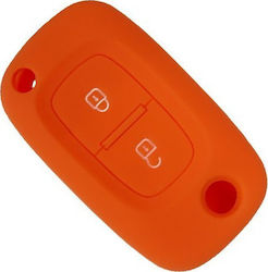 Silicone Car Key Cover Case with 2 Buttons for Renault / Smart Orange