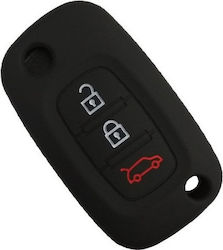 Silicone Car Key Cover Case with 3 Buttons for Renault / Smart Black