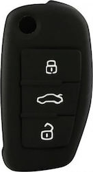 Silicone Car Key Cover Case Type-1 with 3 Buttons for Audi Black L0155.8