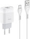 Hoco Φορτιστής με 2 Θύρες USB-A και Καλώδιο USB-C Λευκός (C73A Glorious)