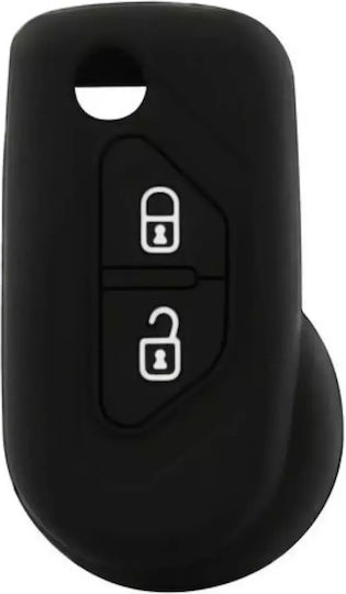 Husă Cheie Type-6 din Silicon cu 2 Butoane pentru Citroen în Culoarea Negru 01568