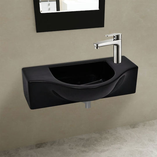 vidaXL Montat pe perete Suspendat Chiuvetă Ceramică 45x25x12cm Negru vidaXL Montat pe perete Suspendat Chiuvetă Ceramică 45x25x12cm Negru