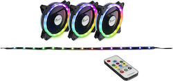 Inter-Tech Argus RS-04 RGB Ventilator Carcasă 120mm cu Conexiune 4-Pin PWM 3buc