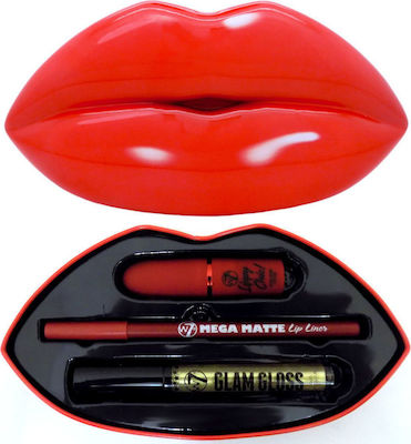W7 Cosmetics Kiss Σετ Μακιγιάζ για τα Χείλη Red Alert 3τμχ