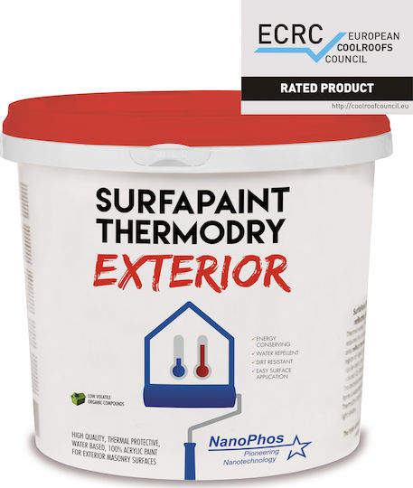 Nanophos SurfaPaint ThermoDry Exterior Πλαστικό Χρώμα Ακρυλικό Θερμομονωτικό για Εξωτερική Χρήση 10lt