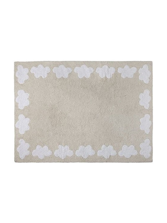 Lorena Canals handmade machine washable baby carpet C-08888 beige with clouds 120 x 160cm