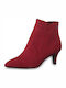 Tamaris Suede Women's Ankle Boots with Medium Heel Red