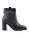 Paola Ferri Leather Women's Ankle Boots with High Heel Black