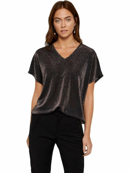 Vero Moda Damen Bluse Kurzärmelig Braun