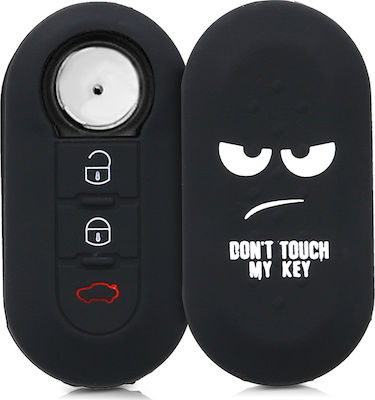 Silicone Car Key Cover Case Don't Touch My Key with 3 Buttons for Fiat / Lancia Black