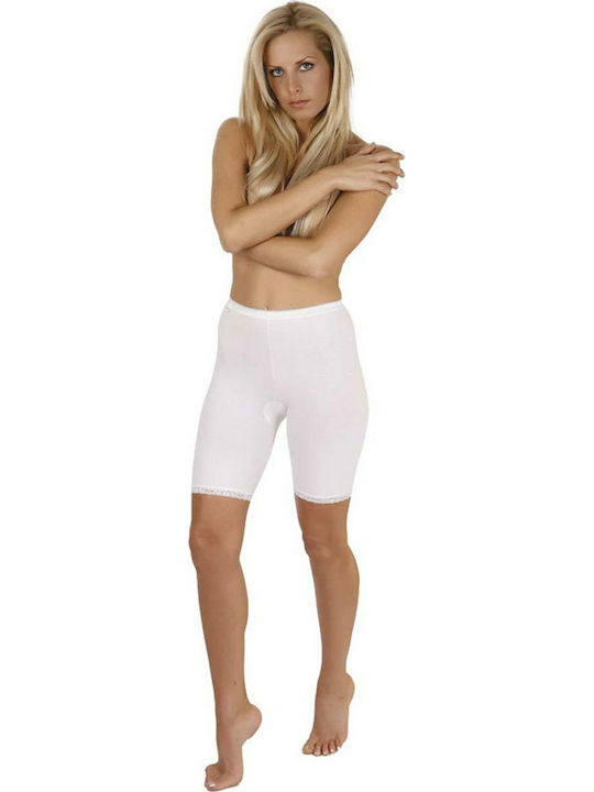 Minerva Basic Cotton High-waisted Women's Boxer White