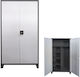 Doppelflügeliger Außenschrank Valja Metallisch mit Verriegelungsfunktion mit Trennwand & 4 Regale 90x45x190cm