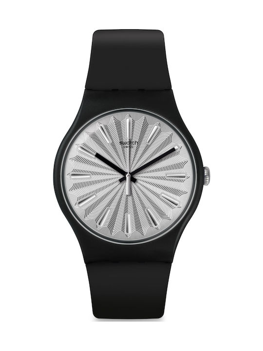 Swatch Shield Watch with Black Rubber Strap