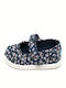 Παιδικές Μπαλαρίνες mit Bügel- und Schleifenverschluss Stoff Marineblau Mary Jane Floral
