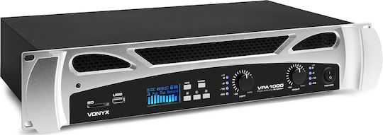 Vonyx VPA1000 PA Power Amplifier 2 Channels 500W/4Ω with Cooling System Equipped with USB/Bluetooth Black