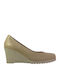 Anatomic Leather Pointed Toe Gold Medium Heels
