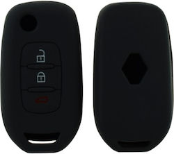 Silicone Car Key Cover Case with 3 Buttons for Renault Black