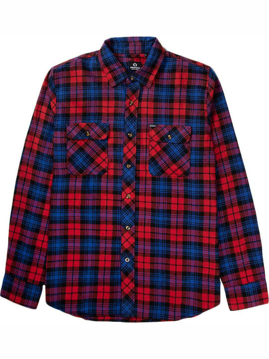 Long-sleeved Shirt Checked Red / Royal Blue