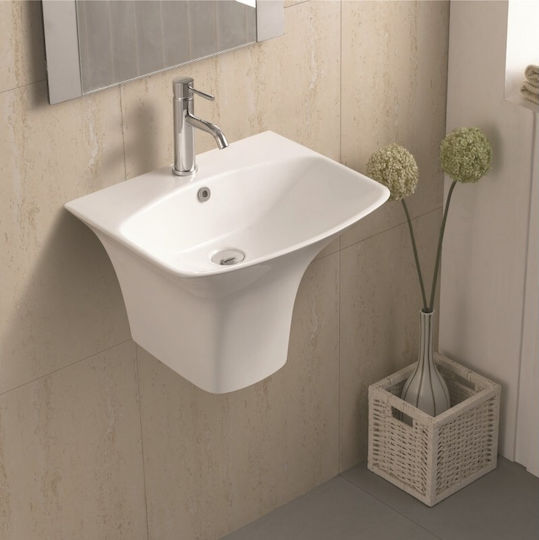 Inter Ceramic ICC An der Wand montiert Wandhängendes Waschbecken Porzellan 56x46x37.5cm Weiß