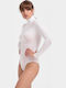 Lingerie Long Sleeve Turtleneck Bodysuit Relaxed Fit White