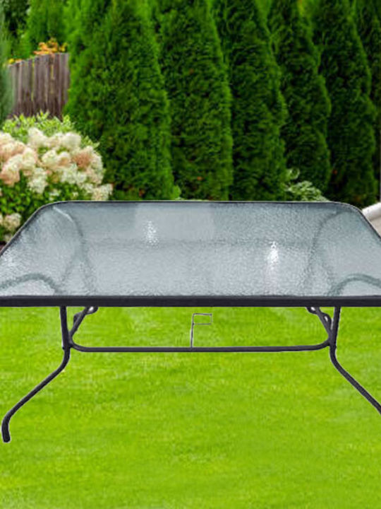 Маса Стабилна Метален със Стъклена Повърхност Steel Сив 140x80x70бр