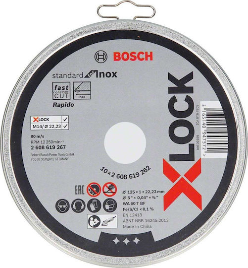 Bosch Straight Cutting Disc X-Lock for Inox Cutting Disc Metal Hole Diameter 125mm with 60 Teeth 1pcs