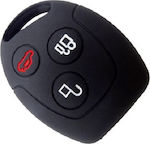 Silicone Car Key Cover Case with 3 Buttons for Ford Black