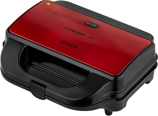 Gruppe Crisp It SW-298M Sandwich Maker with Removable Plates for for 2 Sandwiches Sandwiches 900W Red